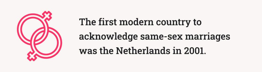The first modern country to acknowledge the practice was the Netherlands in 2001.