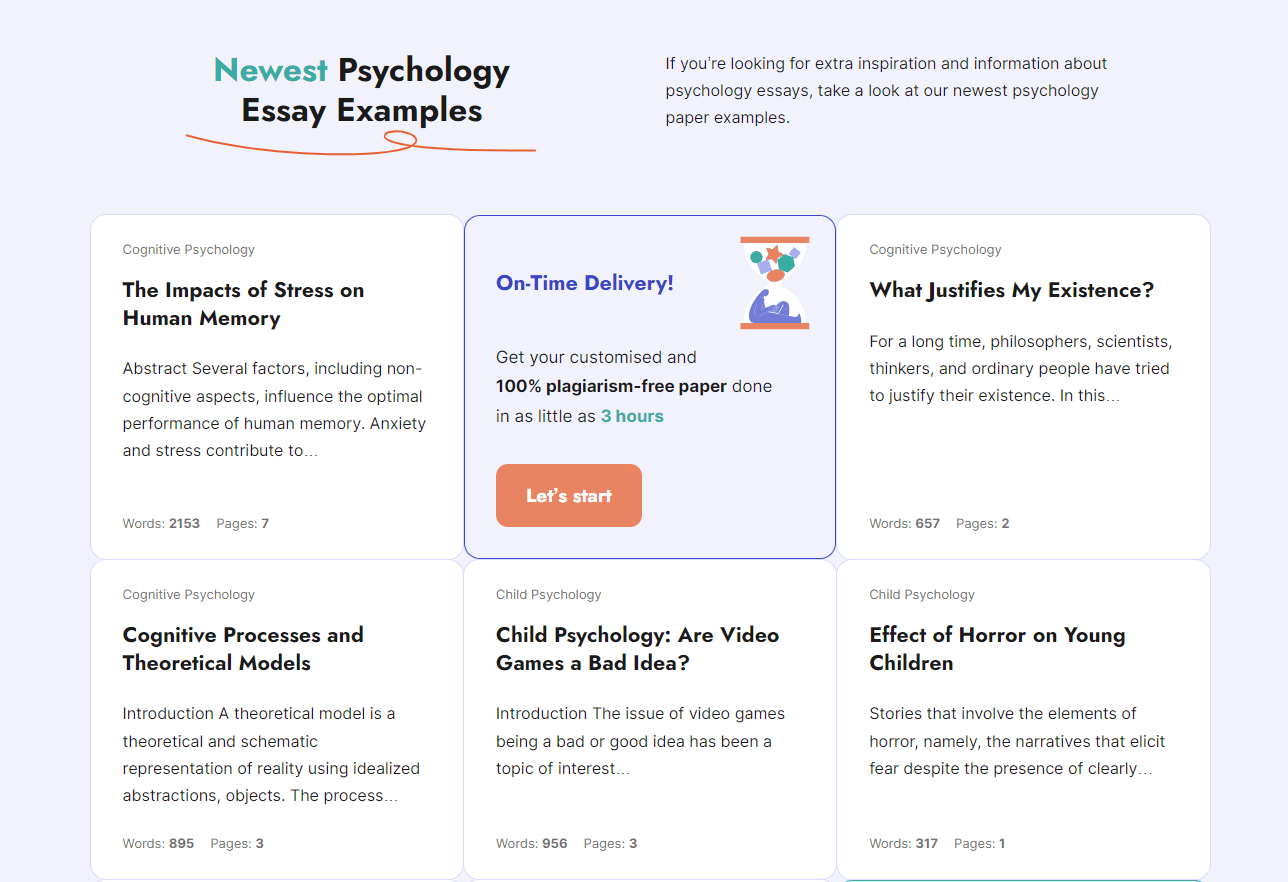 The picture shows the compilation of the newest psychology essay examples.