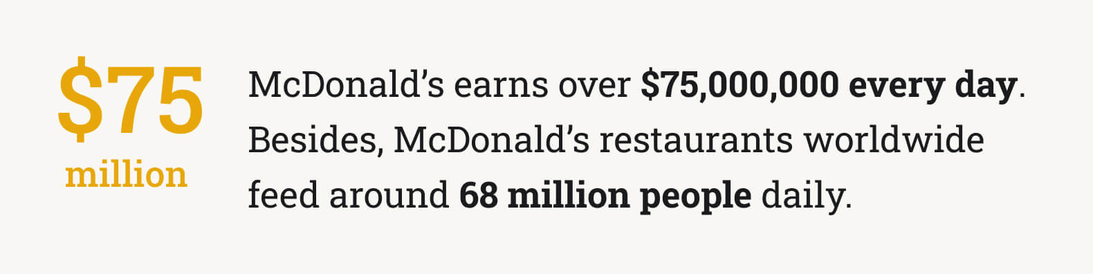 The picture provides information about the approximate daily income of McDonald's.