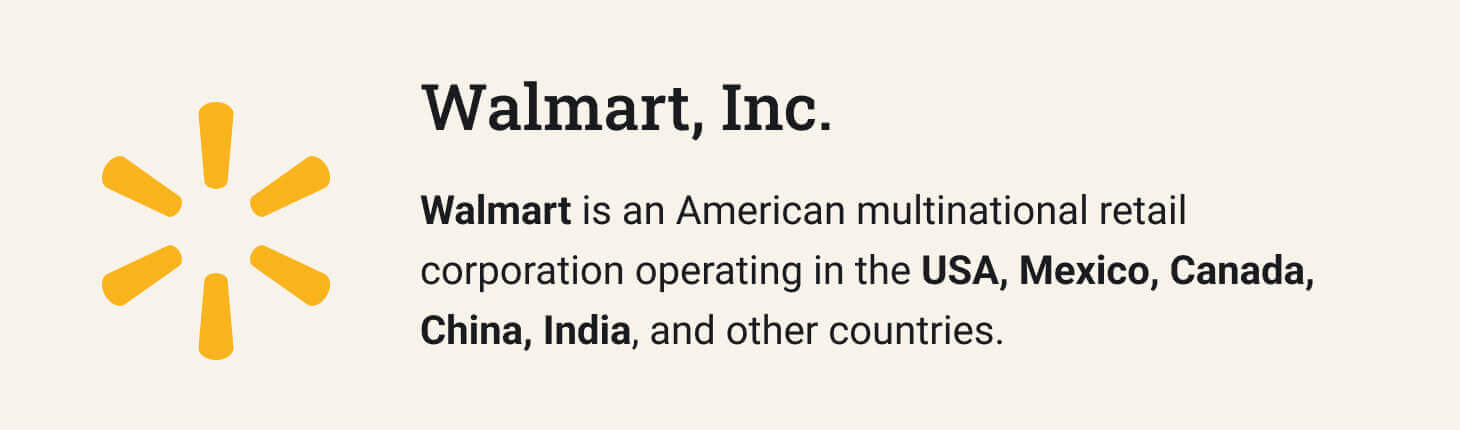 The picture provides introductory information about Walmart.