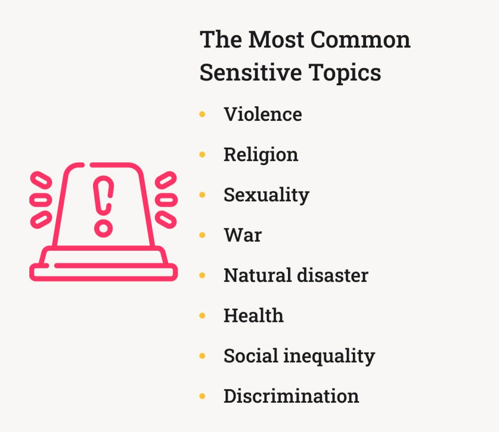 The picture provides a list of the most common triggering topics.