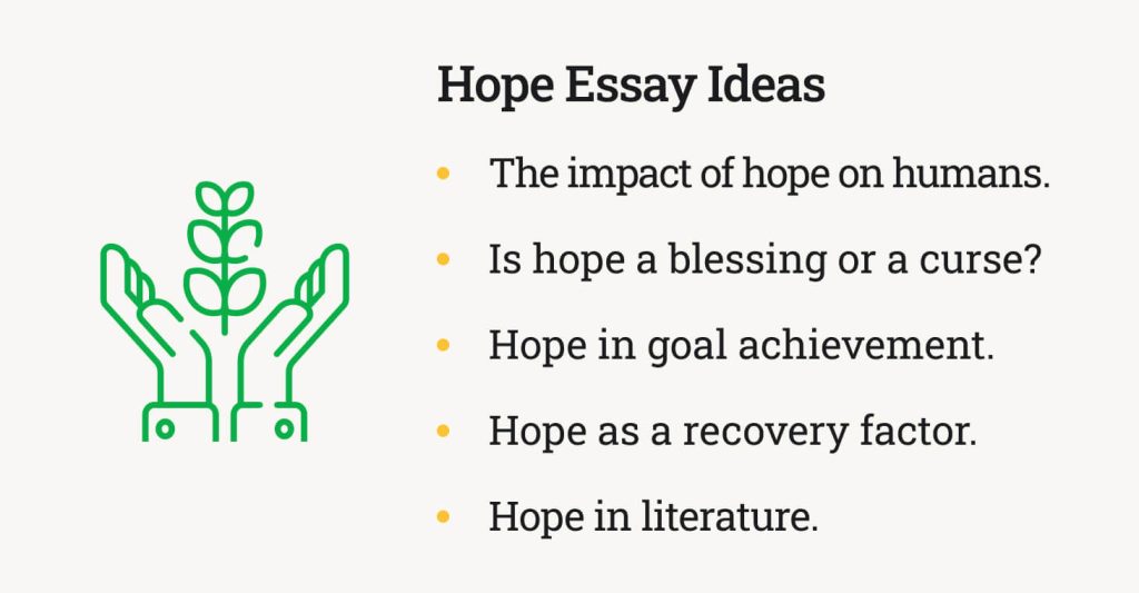 The picture shows ideas for an essay about hope.