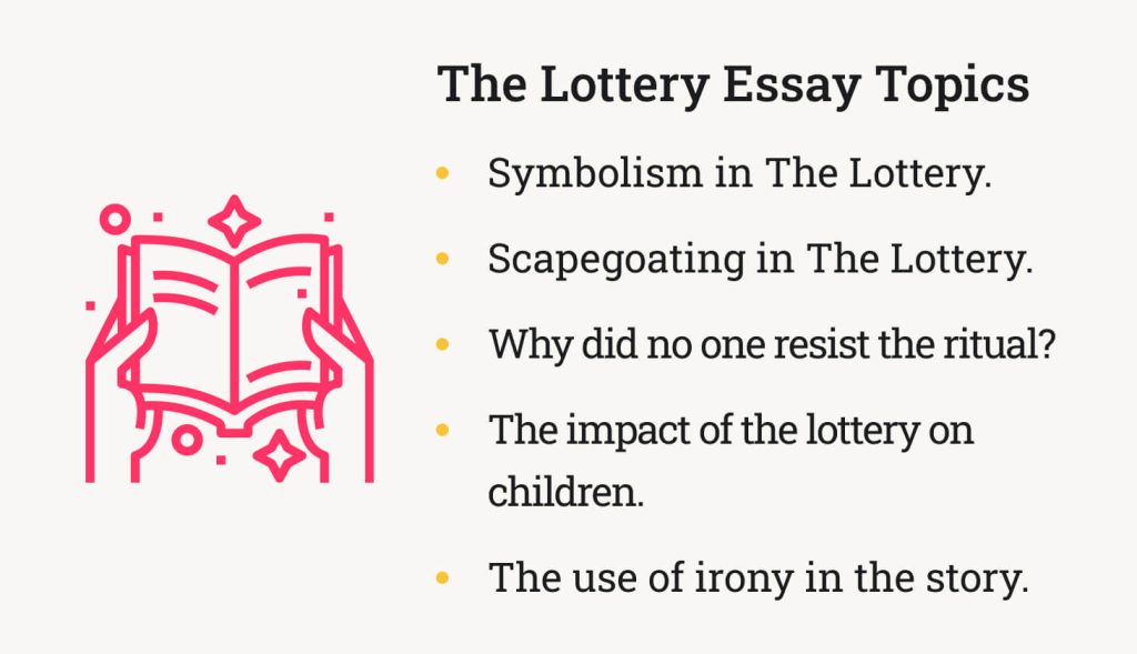 The picture provides examples of topics for The Lottery essay.