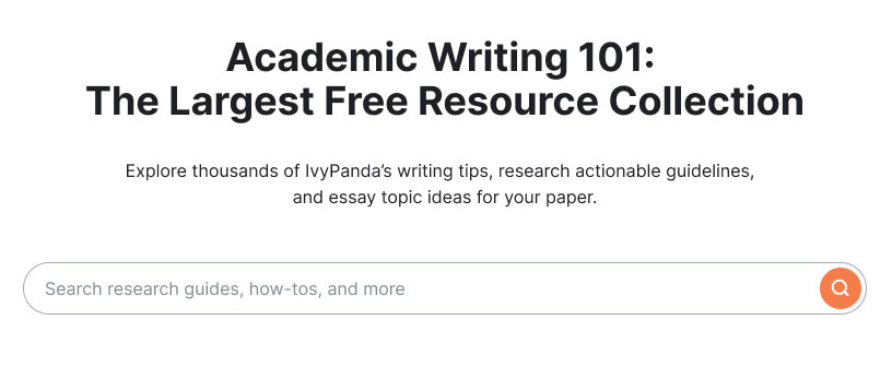 The picture shows the webpage featuring IvyPanda's free writing 101.